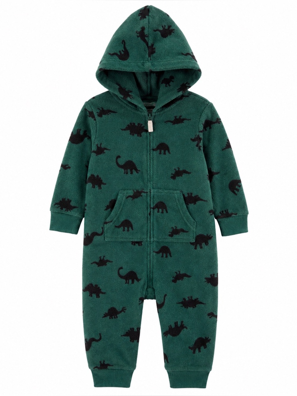 NWT Carter's 24M Dinosaur Fleece Hooded Romper One Piece Green Boys